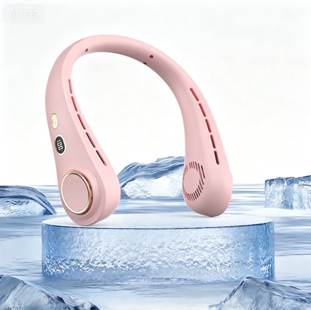 COOAU - Nekventilator met Display - Nek Ventilator - Nekventilator met Koeling - Neck Fan - Draagbare Nek Ventilator - Nek Ventilator Oplaadbaar USB - Voor Reizen, Kantoor, Kamperen & Sport - Roze