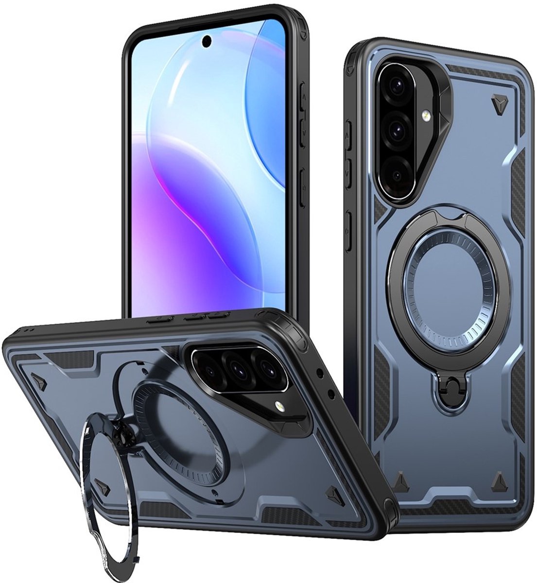 Coverup Hoesje - Geschikt voor Samsung Galaxy A36 / A37 / A56 Hoesje - Coverup Armor Back Cover met MagSafe Compatible Kickstand - Blauw