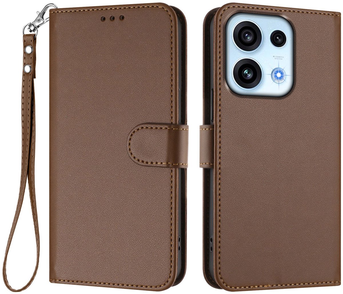 Coverup Hoesje - Geschikt voor OPPO Reno16 F Hoesje - Coverup Book Case - Bruin