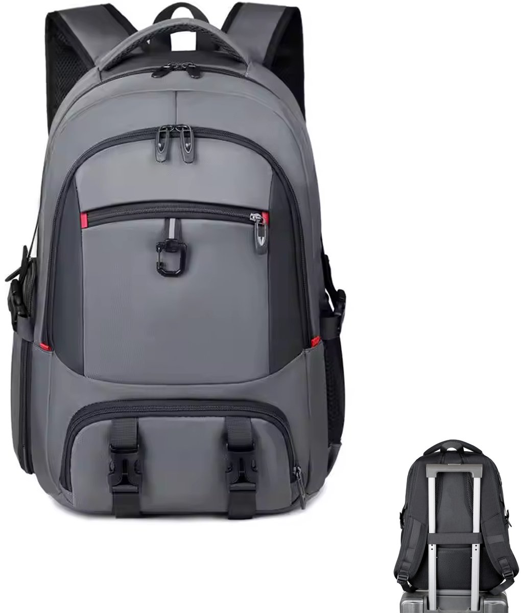 KZQ Uitbreidbare laptoprugzak voor zaken en reizen - Waterafstotend met USB-laadpoort - Grijs