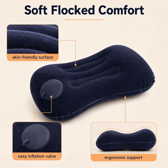Thijox - Opblaasbaar Kussen Ultralicht Ergonomisch Compact Marineblauw voor Strand, Camping en Rugzak, Ideaal voor Opblaasbaar Bed en Slaapzak van Thijox — afbeelding 2