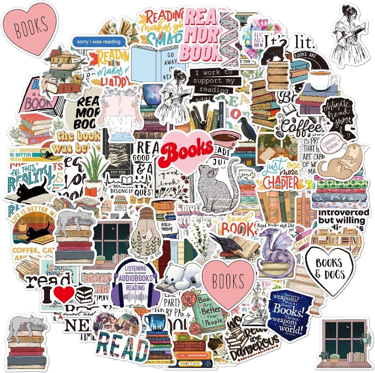 Thijox - 100 Stuks Vintage Boekenstickers - Esthetische Waterdichte Stickers voor Waterfles, Laptop, Scrapbook, Dagboek - Perfect voor Volwassenen en