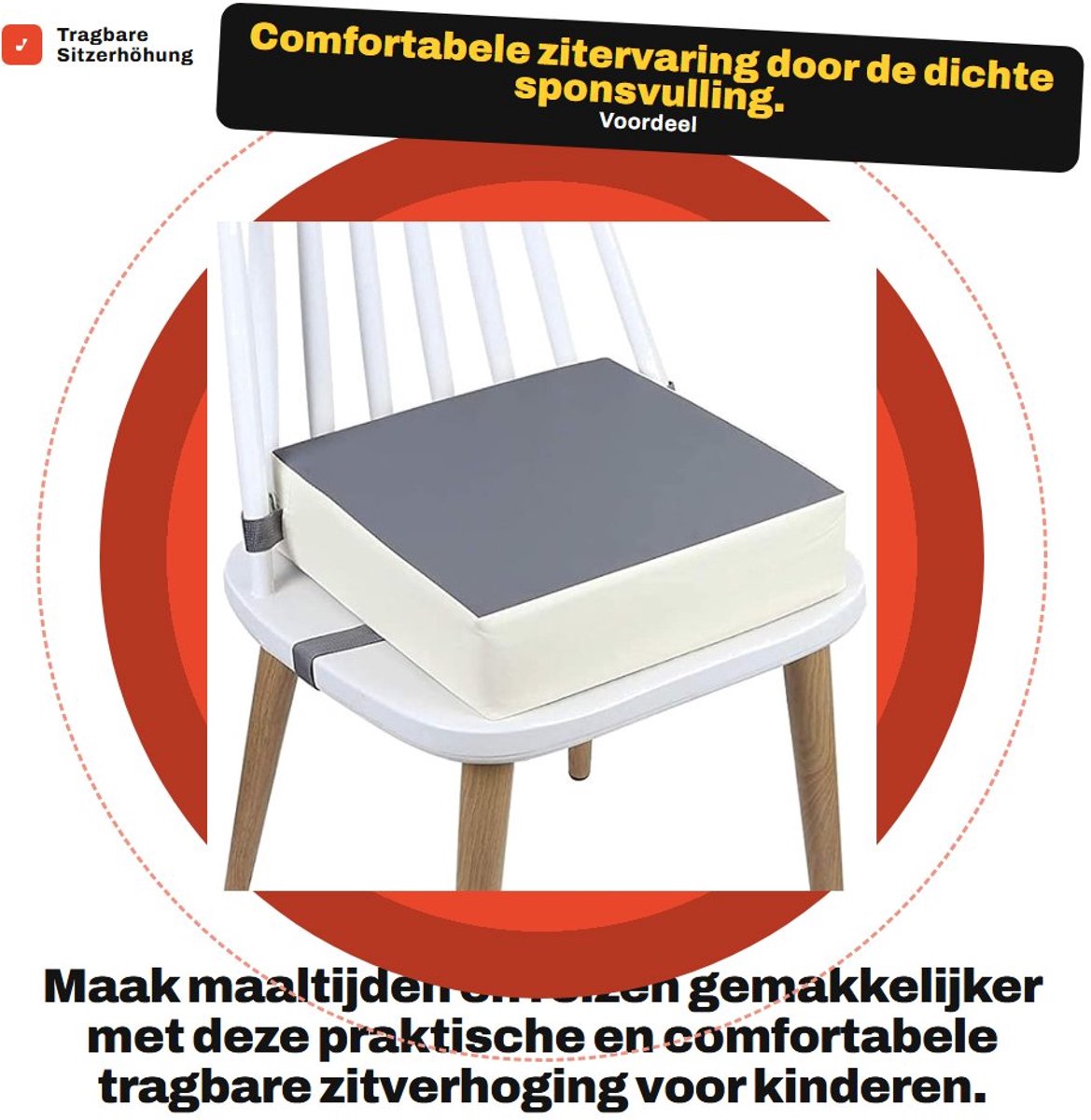 Dailygoods- Kinderstoel Auto Hoogwaardig - Sitzerhöhung - Wasbaar - Veiligheidsgordel - Zachte Kunstlederen Bekleding - Comfortabele Spons
