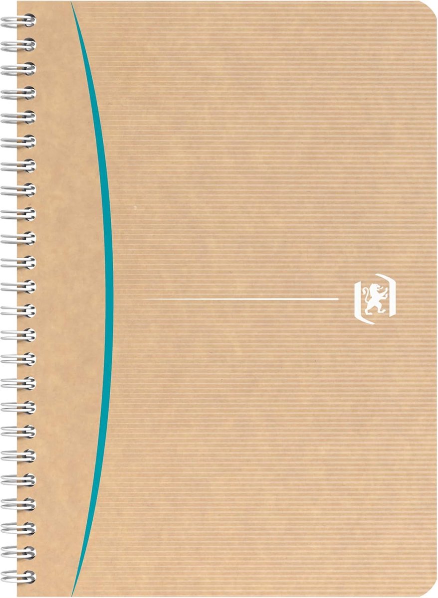 Thijox - OXFORD Touareg Notitieboek A5 - Spiraalbinding - 180 pagina's - Gerecycled papier - Kleine ruitjes 5 mm - Kraftpapier - Willekeurige kleur -