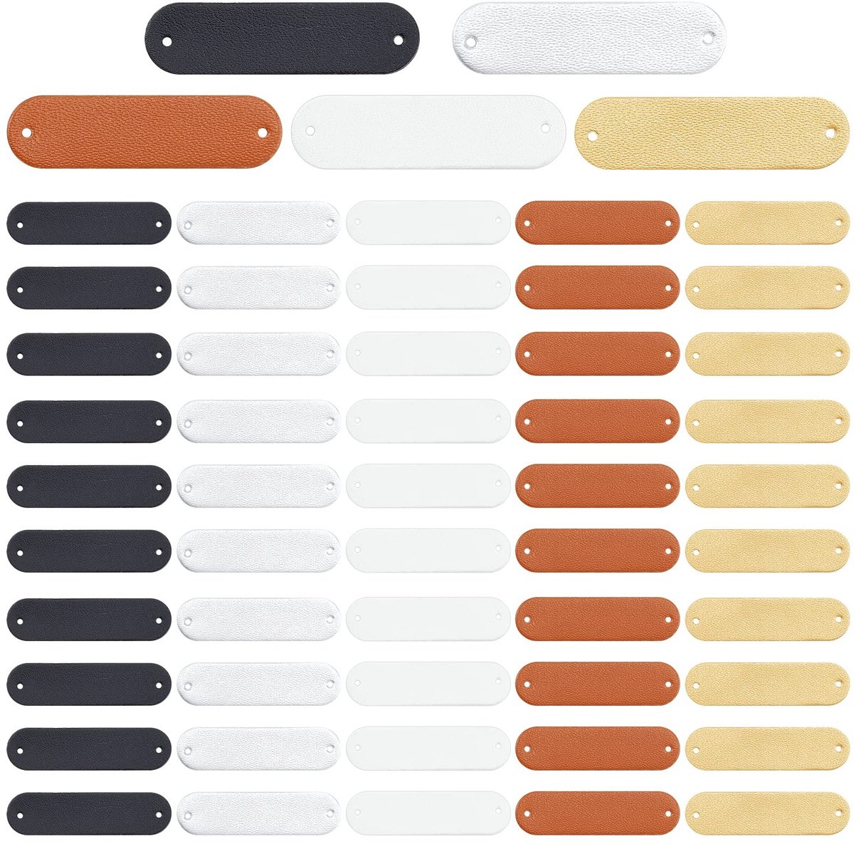 Dailygoods- Tags 100 Stuks - PU Leer - Ovale Labels - Gemengde Kleuren - Voor DIY Naaien - Handgemaakte Ambachten - 5 Kleuren - Etiketten