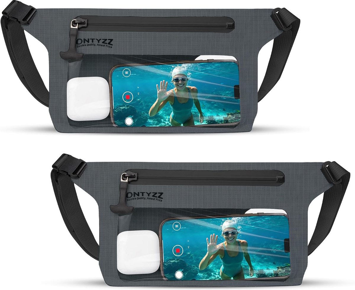 Thijox - 2x IPX8 Waterdichte Heuptas met Verstelbare Heupriem, Grote Capaciteit, Touchscreen-Compatibele Telefoonhoes voor Watersport, Zwemmen, Strand