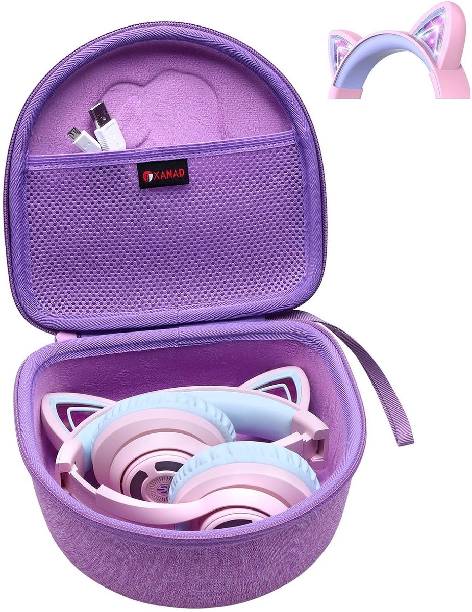 Thijox - Kinderen Hoofdtelefoon met Kattenoor - Bluetooth Hoofdtelefoon voor Kinderen - iClever BTH21 BTH13 BTH19 HS20 HS25 - Draadloze Hoofdtelefoon