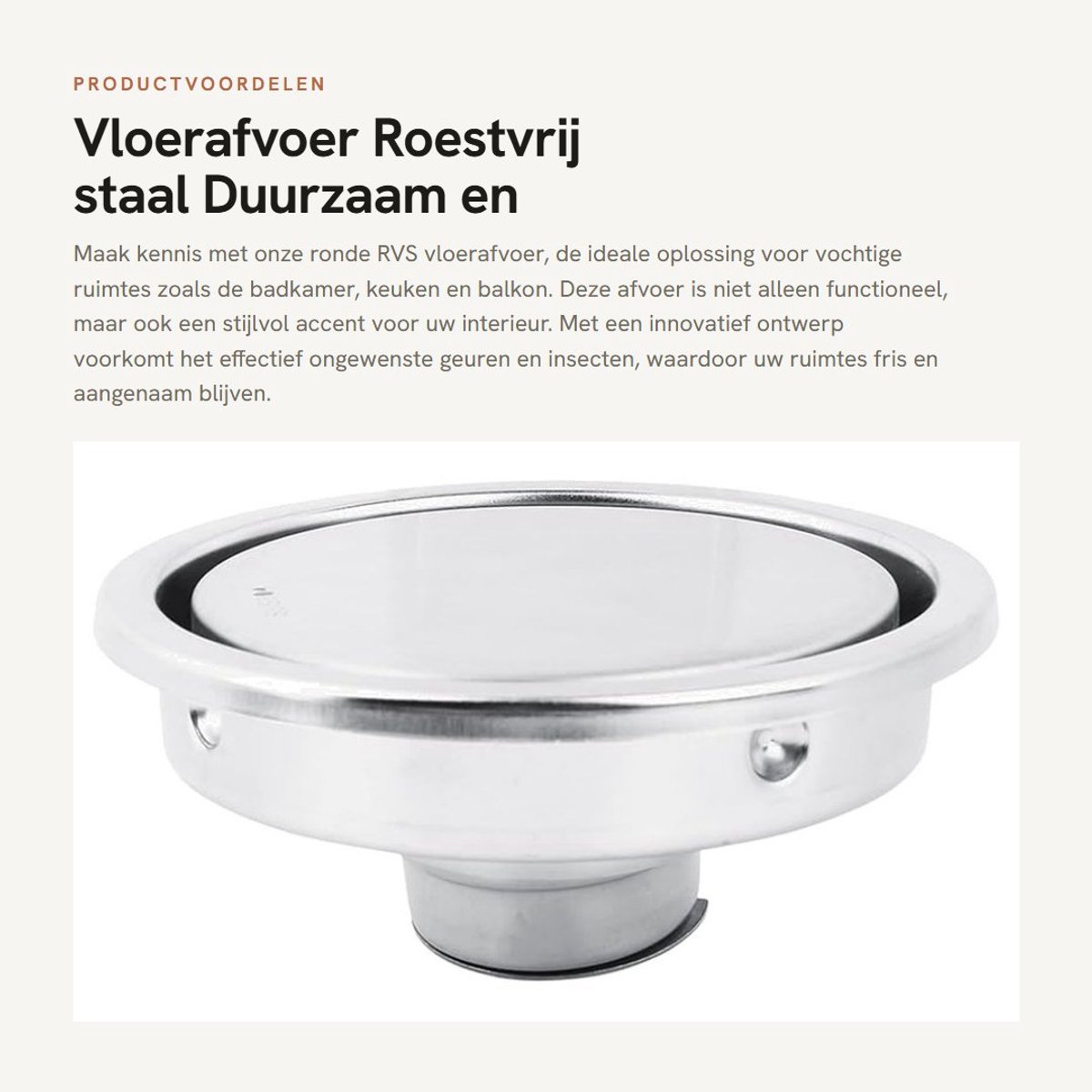 Dailygoods- Vloerafvoer Roestvrij Staal - Afvoerputje Douche - Afvoerputje Buiten - Geurremmend - Duurzaam - Eenvoudige Installatie