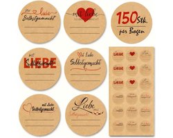 Dailygoods - BIROYAL 150 etiketten, zelfklevend, stickers om te beschrijven, diameter 38 mm, kraftpapier etiketten, zelfgemaakte, zelfklevende etiketten, stickers voor glazen, jam, verpakking