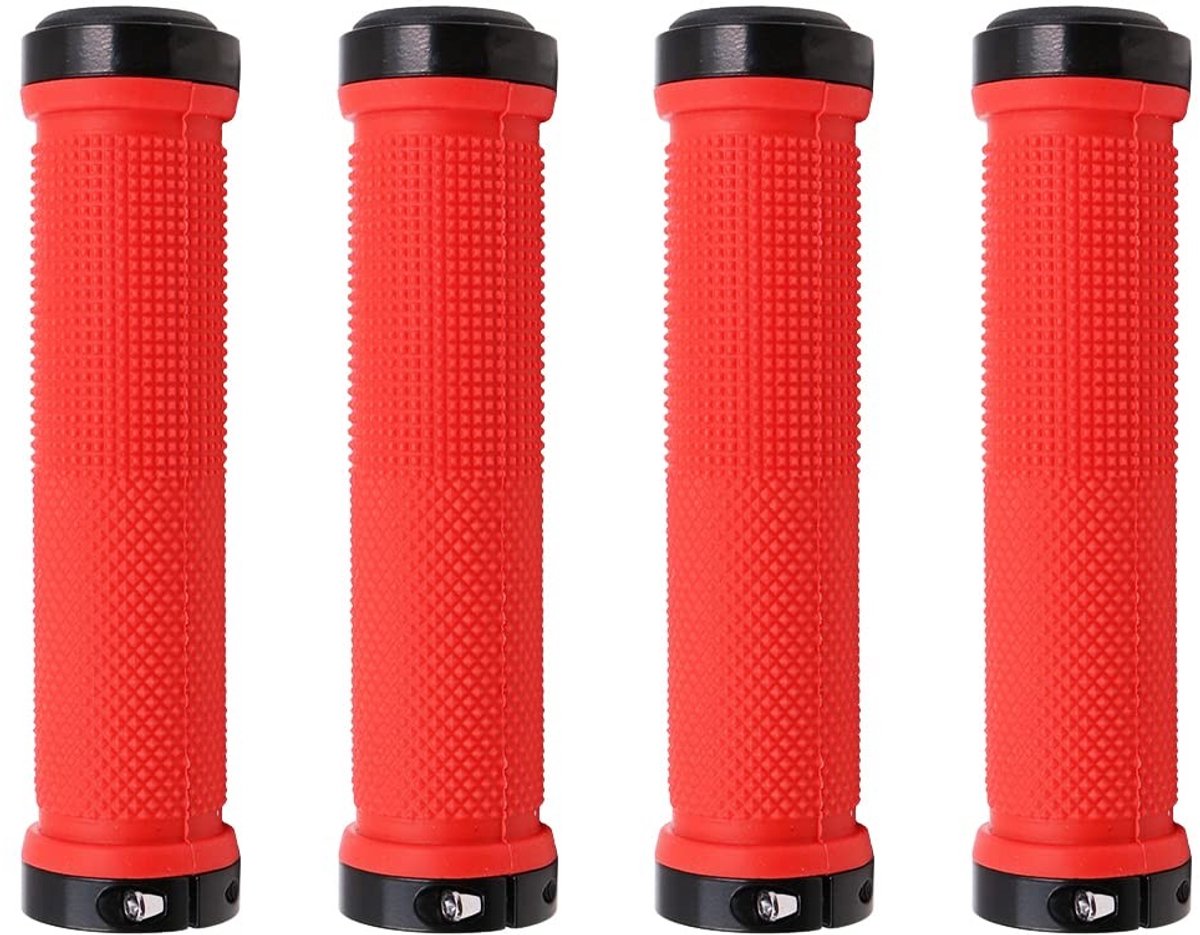Dailygoods - Fietshandgrepen - Antislip Rubber - Comfortabel en Duurzaam - Rood - Geschikt voor Mountainbike en Racefiets - 2 Paar