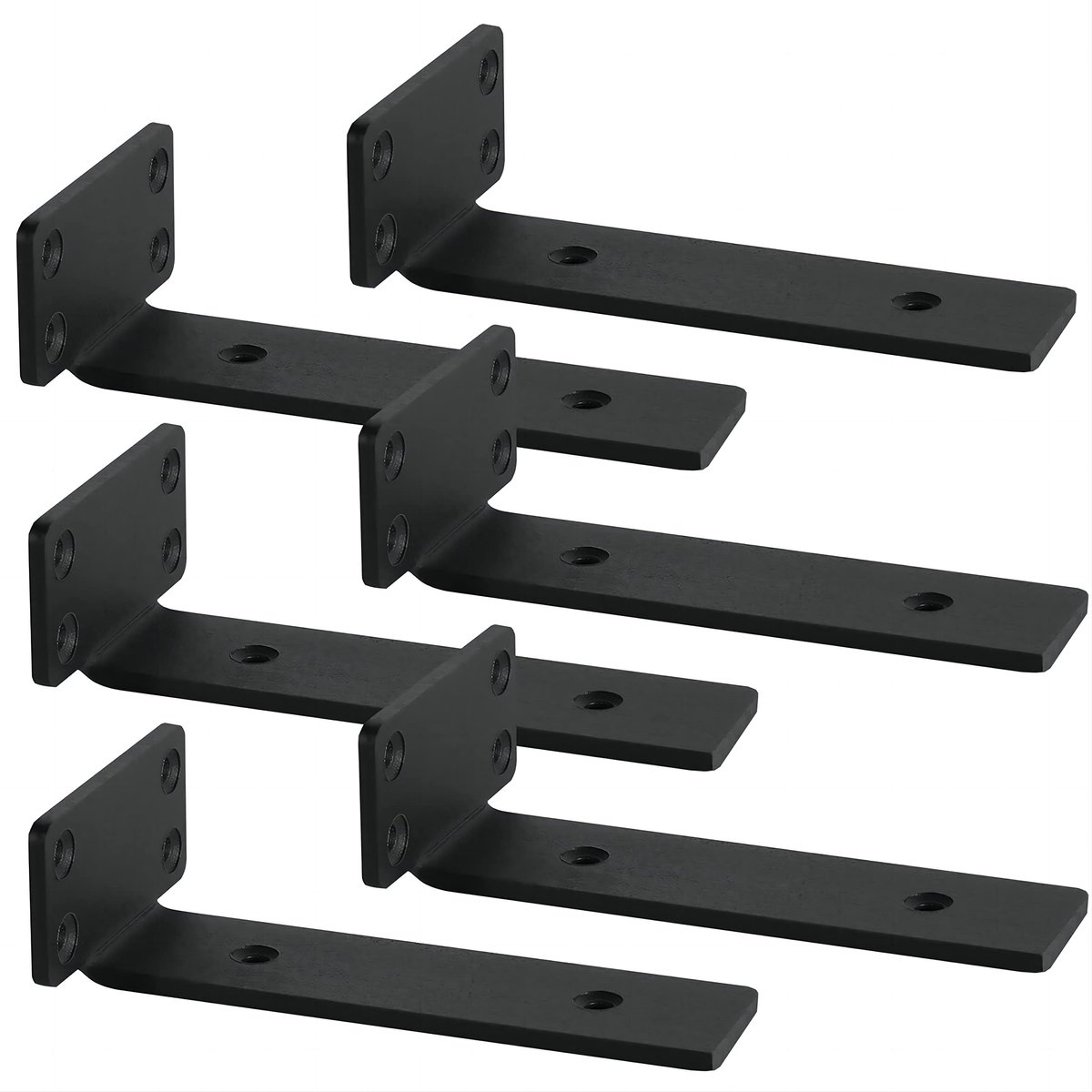 Dailygoods- Plankdragers Zwart - 6 Stuks - Wandmontage - Zwaarlaststeun - Onzichtbare Steunen - Industrieel Ijzer - 20cm - Planksteunen