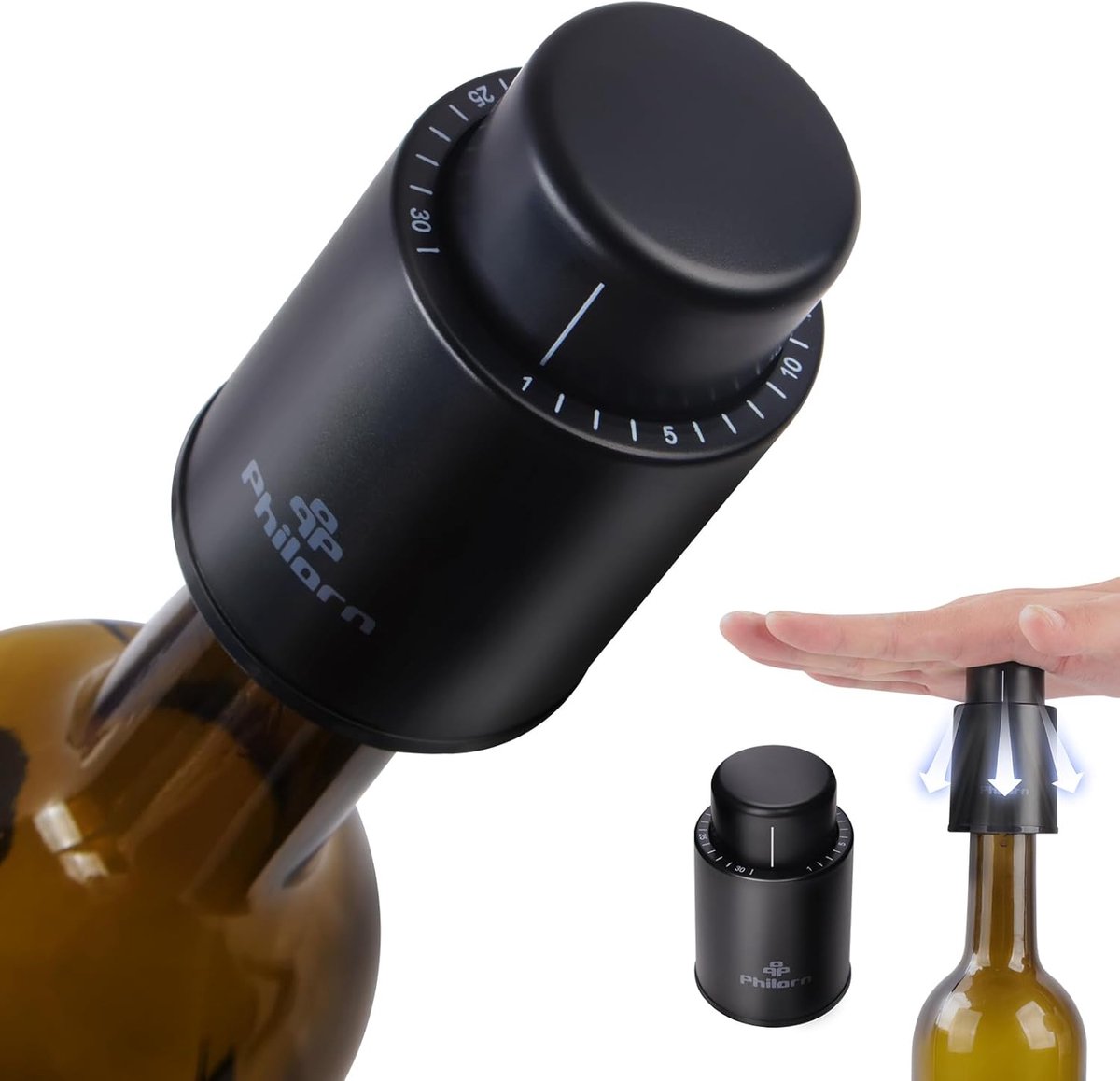 SnelShoppen - 3 Stuks Herbruikbare Wijnfles Stopper met Vacuum Sluiting, Lekvrije Wijnafdichting met Tijdsaanduiding, Perfecte Cadeau voor Wijnliefheb
