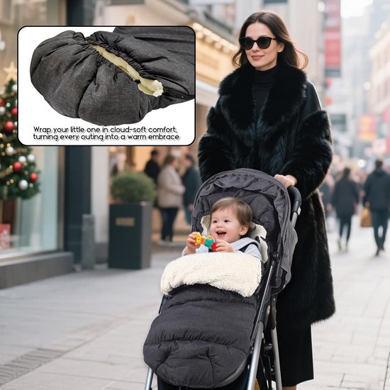 Thijox - Thermo-voetenzak voor Kinderwagen en Buggy, Fleece Voering, Machinewasbaar, Afneembaar, Geschikt voor 3- en 5-punts Gordel, Ideaal voor Winte van Thijox — afbeelding 3