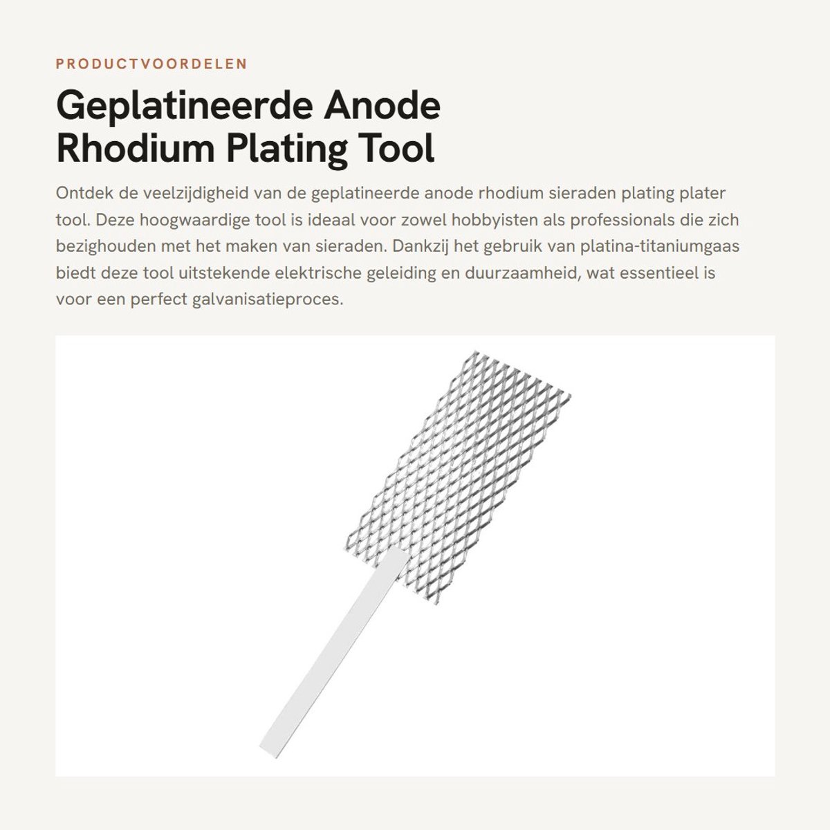 Dailygoods - Geplatineerde Anode - Rhodium Plating Tool - Handvat voor Sieraden Maken - Titaniumgaas - Electrolyse en Galvaniseren - Geschikt voor Hob...