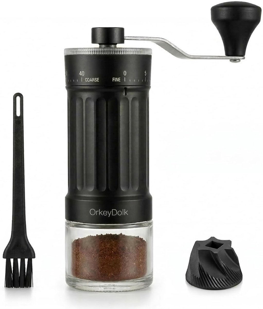 Thijox - Handmatige Verstelbare Koffiemolen met Nauwkeurig Keramisch Kegelmechanisme, 40 Instellingen, Perfect voor Aeropress, Pour Over en Moka Koffi