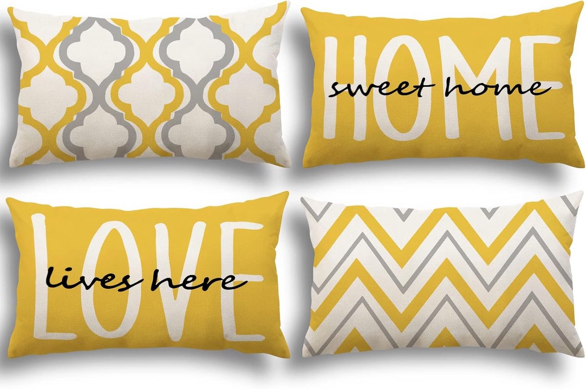 Thijox - Set van 4 Kussenhoezen 30 x 50 cm van Katoen en Linnen - Sierkussens voor Bank, Woonkamer, Slaapkamer en Buiten - Decoratieve Kussenhoezen vo
