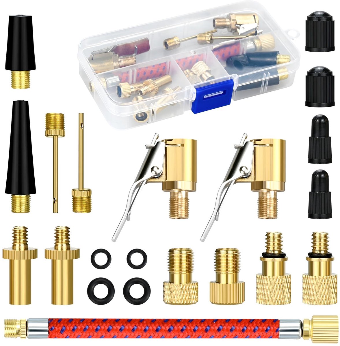 Dailygoods - Fietsventieladapter - 21 stuks fietsventieladapters - Ideaal voor reparatieset - Kleur B - Geschikt voor fiets, bal en compressor - Perfe...