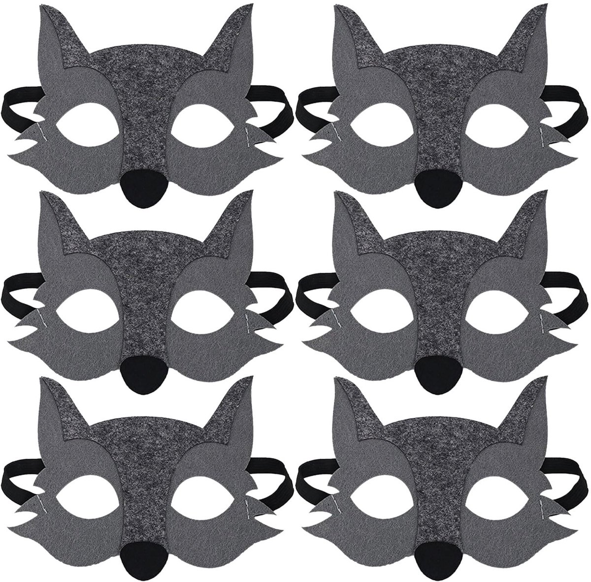 Dailygoods- Wolf-maskers 6 stuks - Dierenmaskers - Vilten Maskers - Cosplay - Verjaardagsfeesten - Geschikt voor kinderen