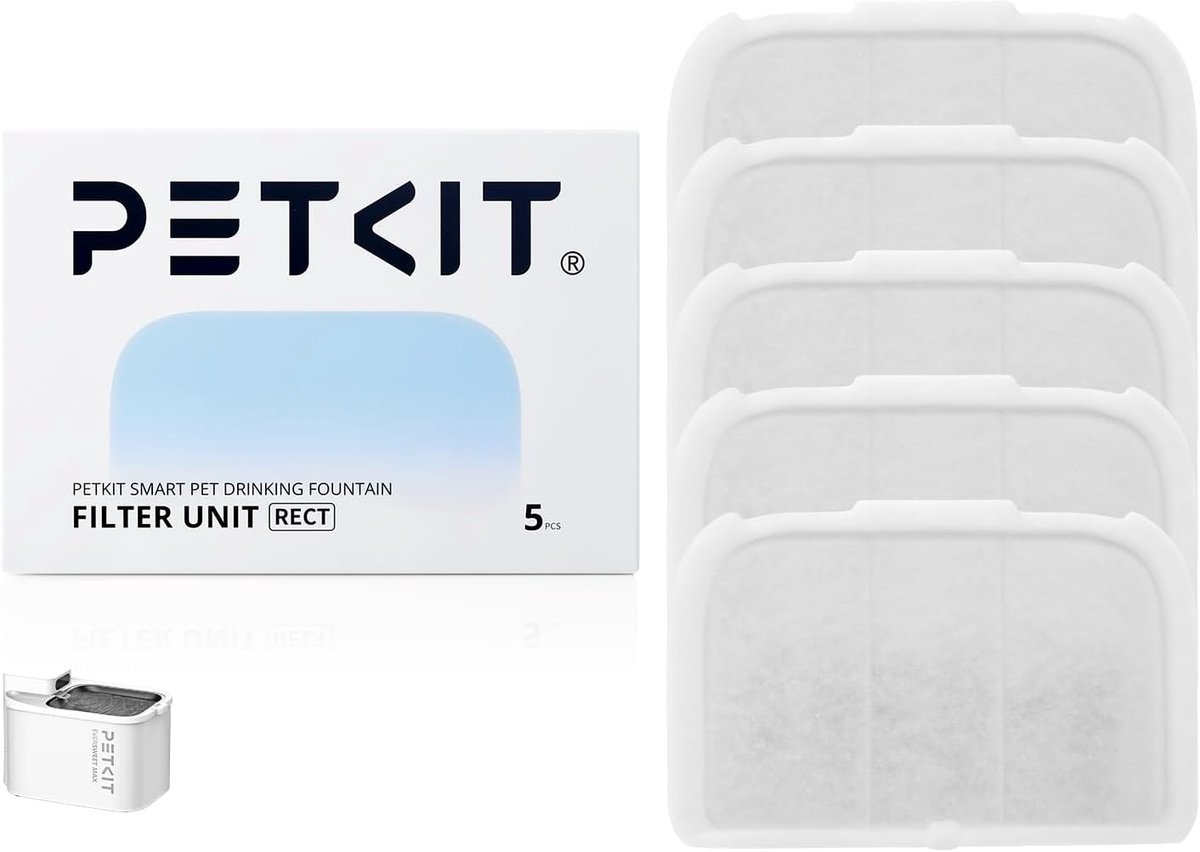 Thijox - 5 Stuks Filters voor Drinkfontein, Actieve Kool, Zeer Efficiënte Filtratie voor Kattenfontein, Geschikt voor Draadloze EVERSWEET MAX, Huisdie