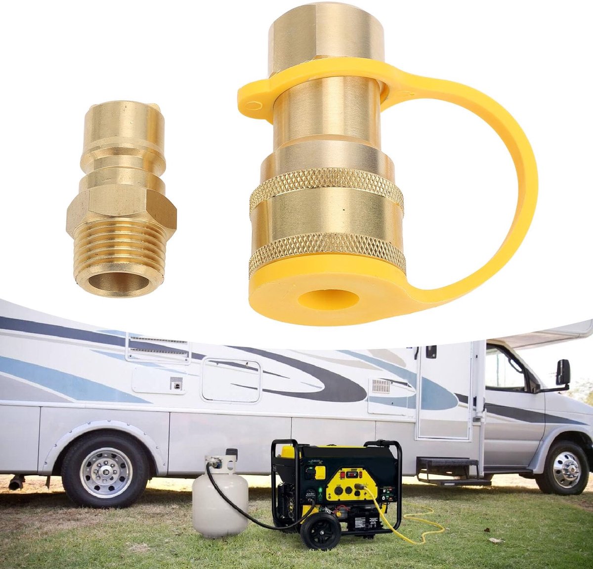 Dailygoods- Gassnelkoppeling Premium Afdichtingsring - Messing Adapterset - Veiligheidsbescherming - Stevig en Betrouwbaar - Eenvoudig te Vervangen - Compatibel met Lagedruk Natgassystemen - Gasconnector