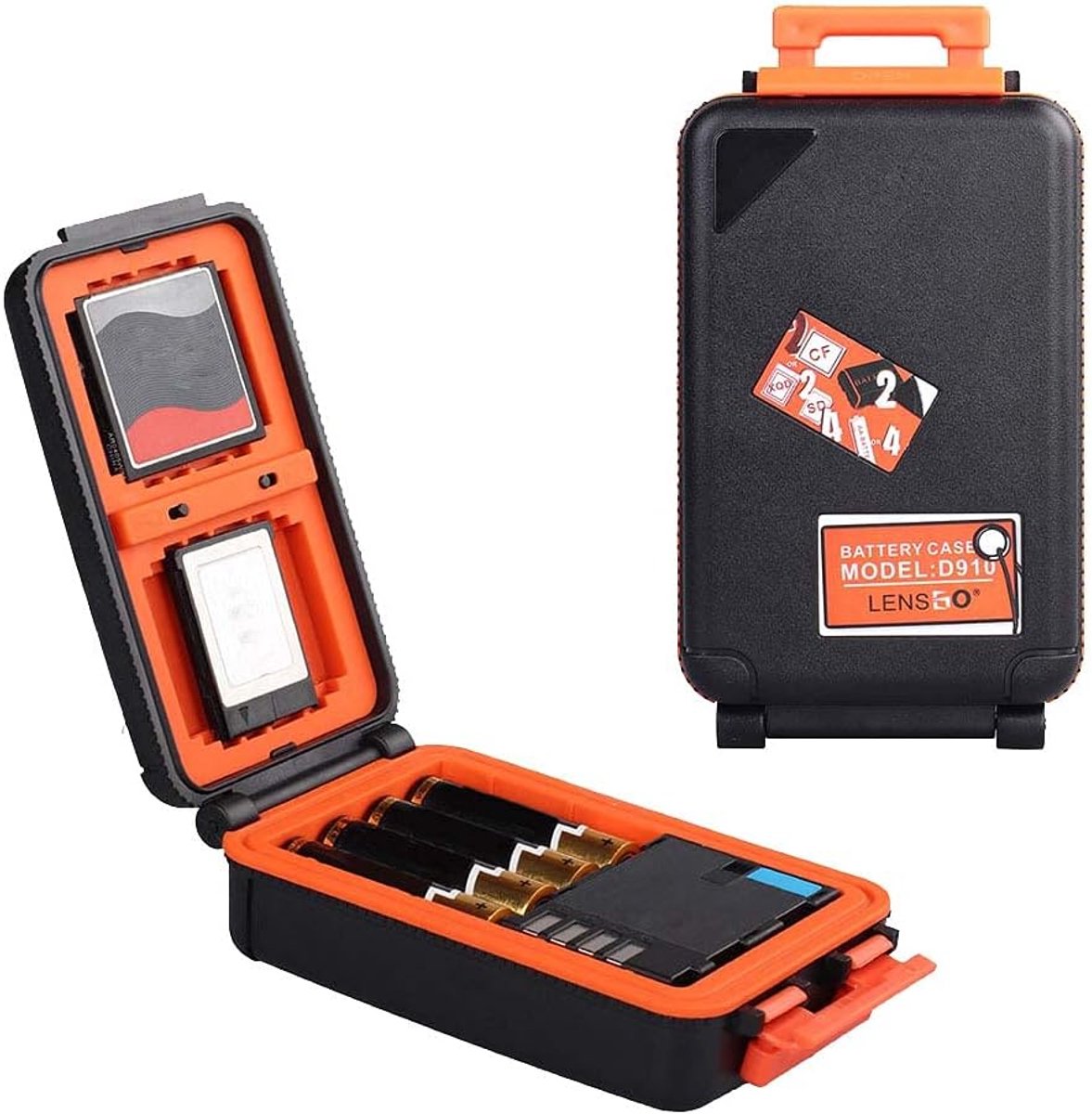 Thijox - Professionele Camera Geheugenkaart Harde Beschermer Case, Waterbestendig en Anti-Shock Opbergdoos voor 2 Batterijen en 4 SD/XQD Kaarten, Oran