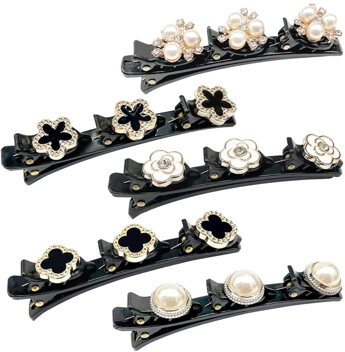 Dailygoods- Haarspelden Dubbellaags - 5-delige Set - Kristal - Clips voor Dames - Haaraccessoires Meisje - Voor Dagelijks Gebruik
