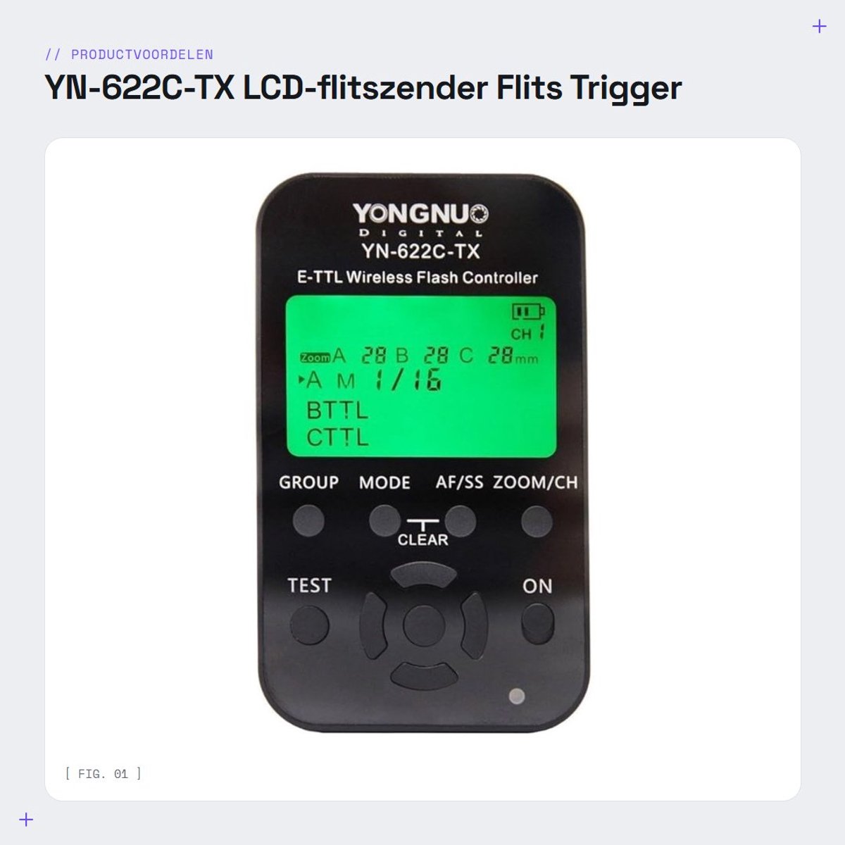 Dailygoods - YN-622C-TX LCD-flitszender - Flits Trigger - Ondersteunt belichtingscompensatie - Geschikt voor Canon DSLR-camera's - Geavanceerde flitsf...