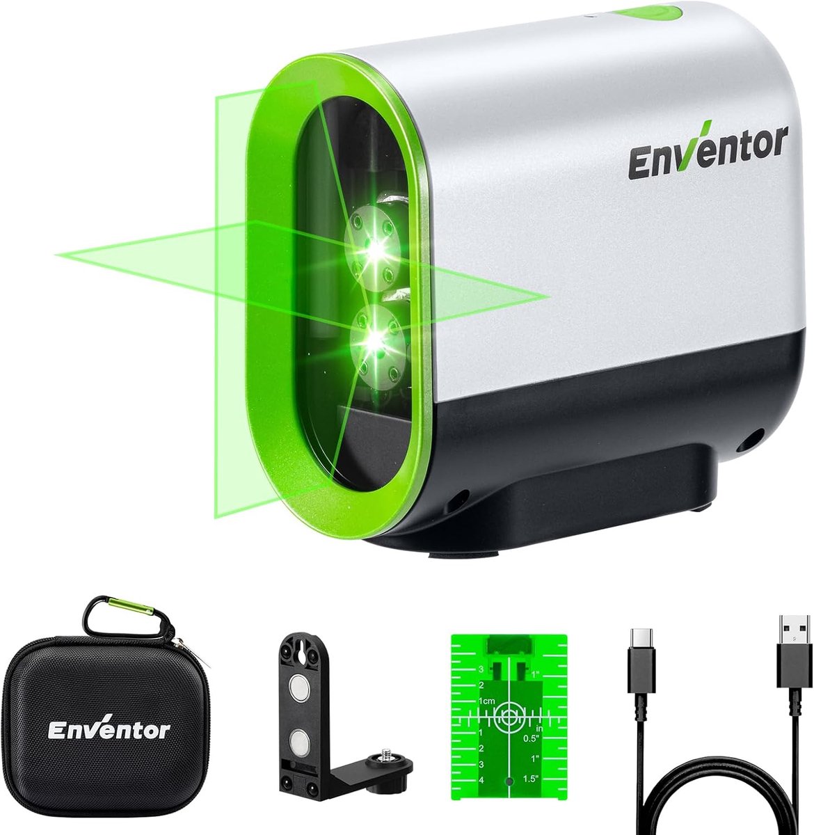 Thijox - Kruislijnlaser Groen 50m - Zelfnivellerende Laserwaterpas met Dubbele Lasermodule - Horizontaal/Verticaal Schakelbaar - Pulsfunctie - IP54 -