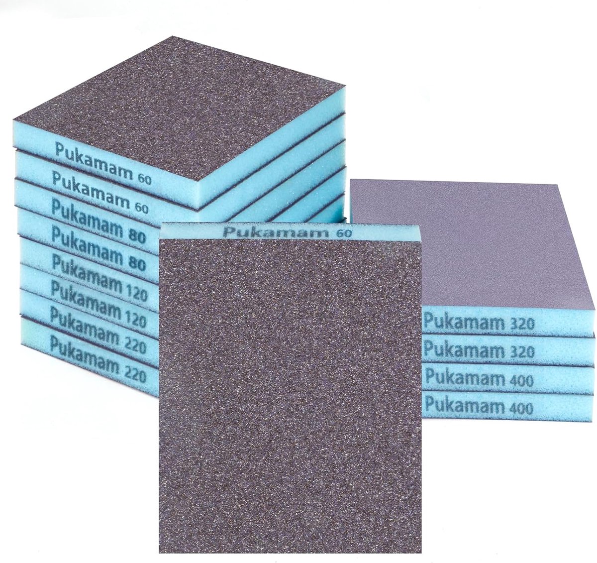 SnelShoppen - 12 Pack Schuurblokken, Wasbare en Herbruikbare Schuurpennen 60/80/120/220/320/400 Grit Set voor Hout, Gipsplaat, Metaal, Meubilair - Per