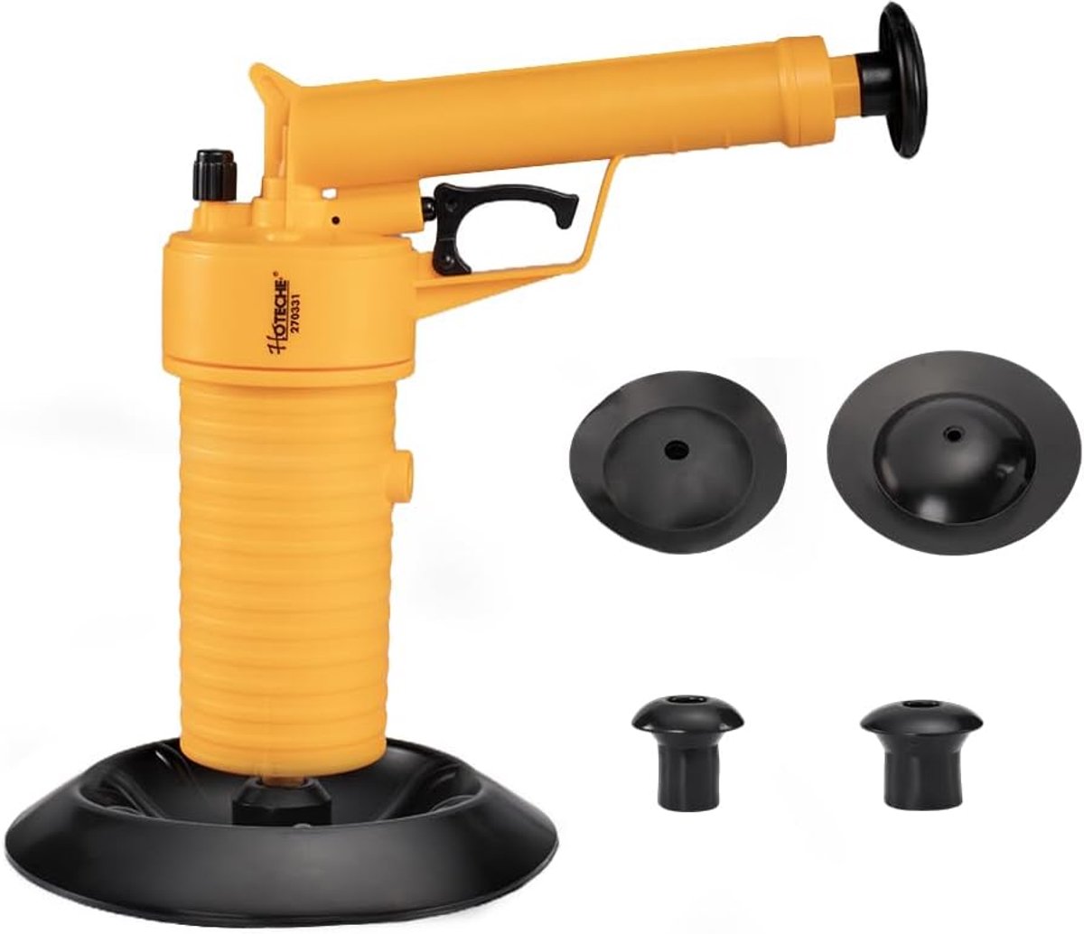 SnelShoppen - Pneumatische Buisreiniger 27x27x9 cm - ABS Materiaal - 4 Zuigkopopzetstukken - Effectieve Afvoerontstopper en Reinigingspomp voor Huisho