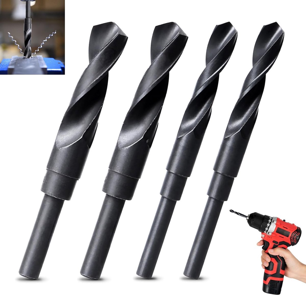 Thijox - 4 Stuks Spiraalboren Set, HSS Metaalboren, 14/16/18/20 mm, 1/2 Schacht, Voor Aluminium, Staal, Hout en Kunststof, Hoogwaardige Twist Drill Bi
