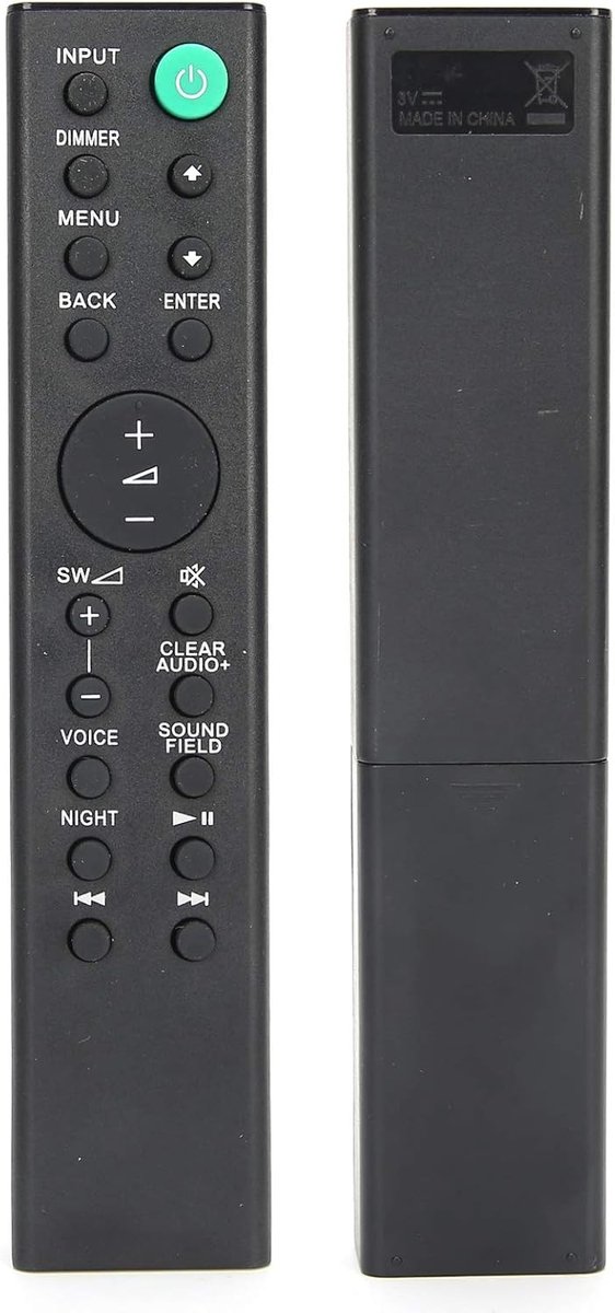 Vervangende Afstandsbediening voor Soundbar, Compatibel met HT‑RT3, HT‑CT390 en SA‑WCT390, Ideaal voor Thuisbioscoop en Geluidsinstallatie