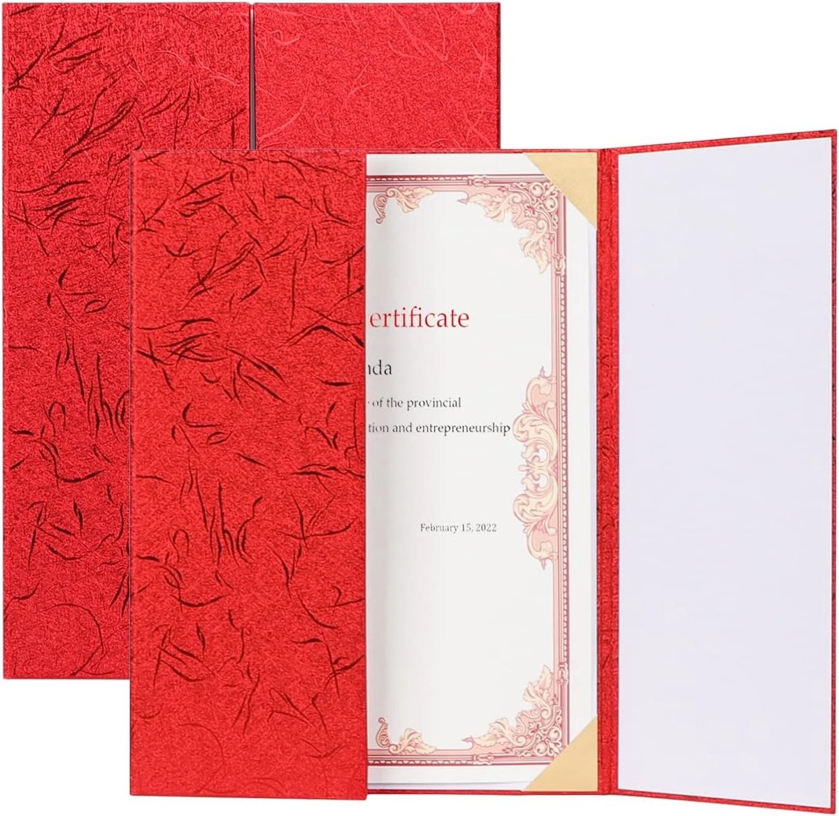 Diploma Binder Set van 2 Stuks - Hard Cover A4 Certificaat Houder voor School en Afstuderen in Rood
