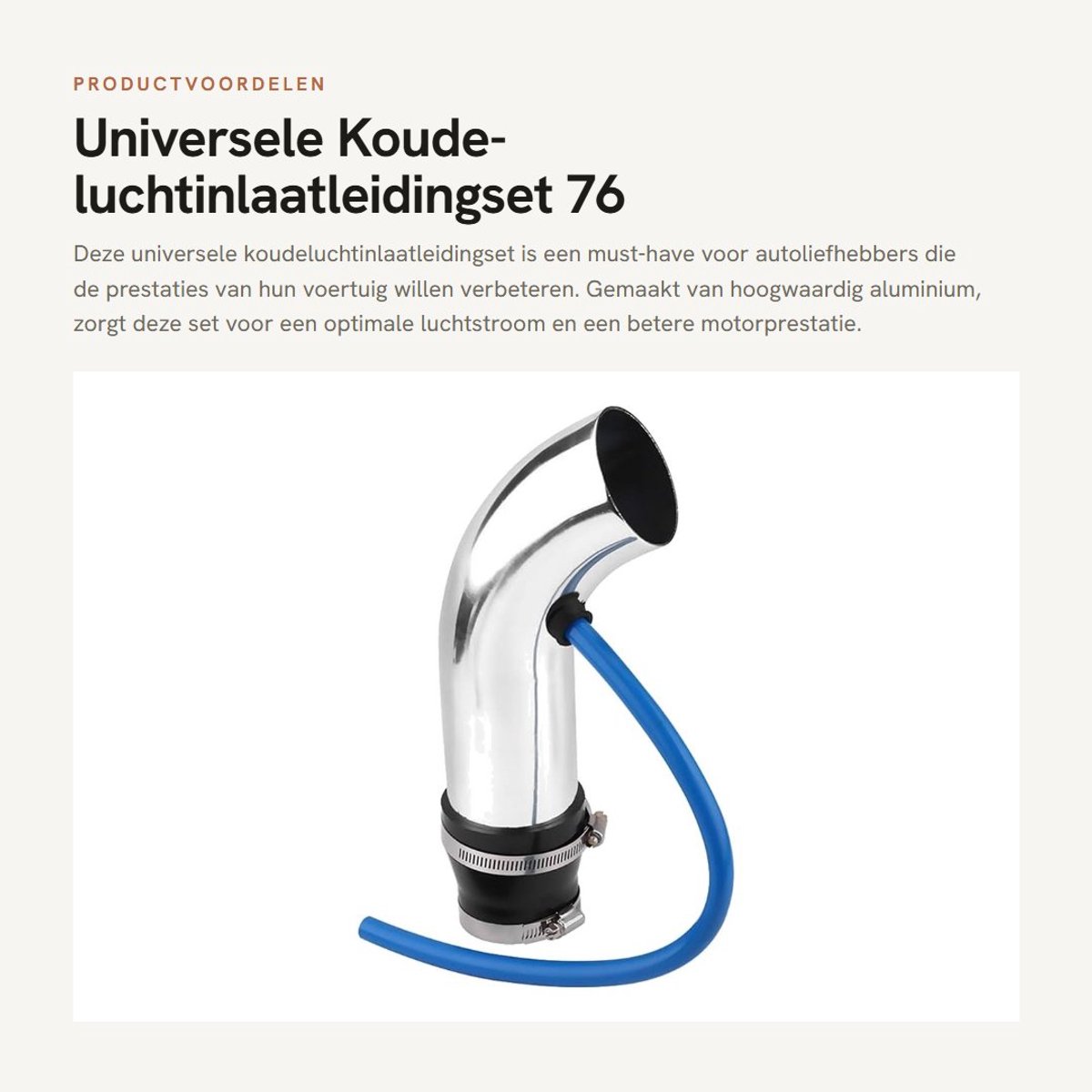 Dailygoods- Koude-Luchtinlaatleidingset 76 mm - Universele Auto - Aluminium - Filtersysteem - Buisslangset - Schokbestendig - Luchtinlaatpijp