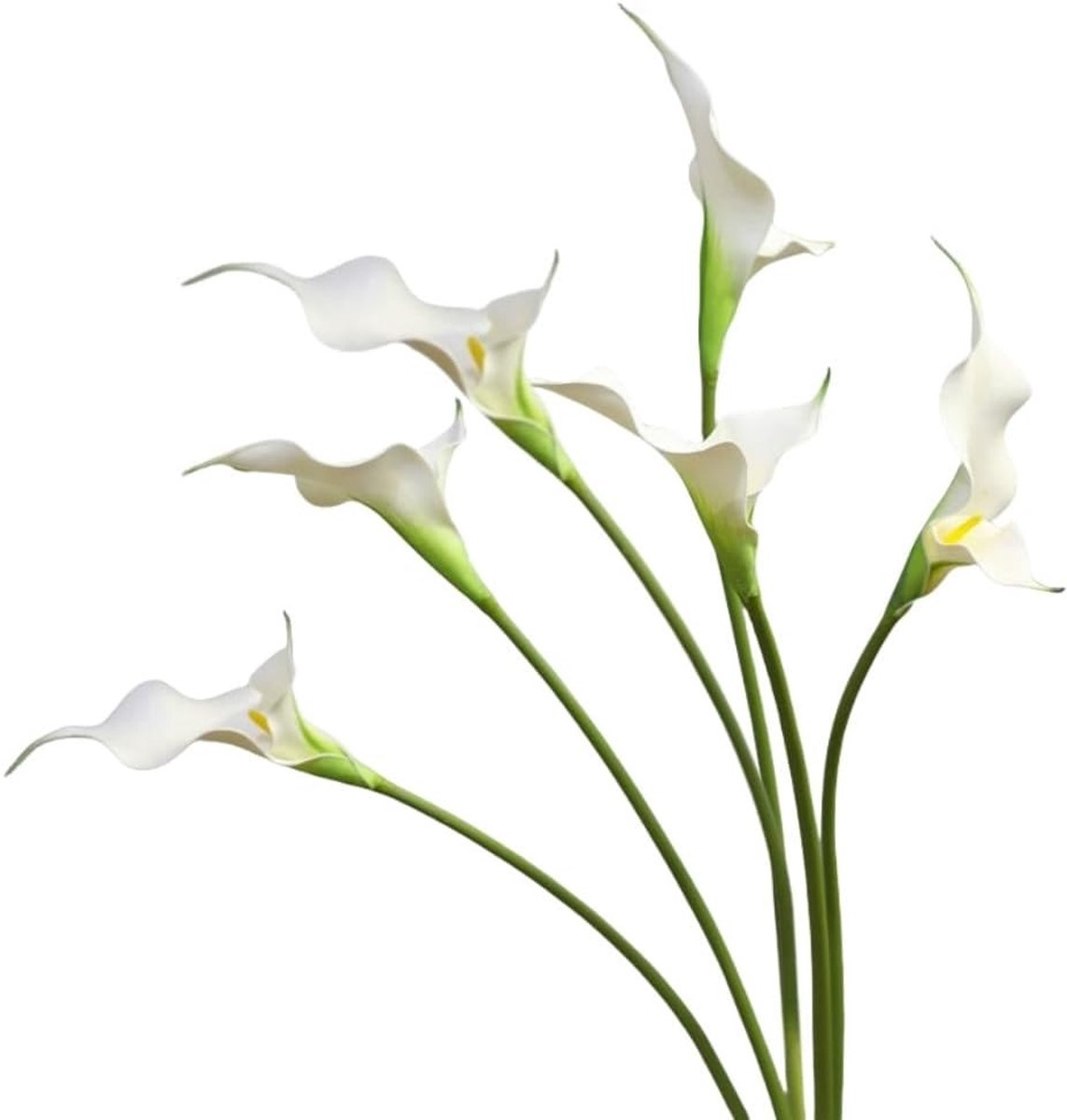 Kunstmatige Calla Lelies, Real Touch Latex Bloemen, Lange Stelen voor DIY Bruiloft Boeket en Tafeldecoratie (6, Wit)