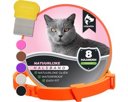 reSparkle Halsband Kat - Natuurlijk - Inclusief Vlooienkam - Oranje