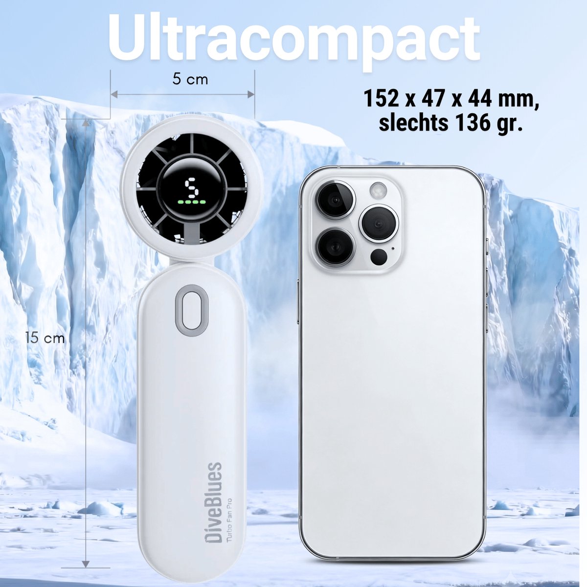 Diveblues® 3-in-1 Draagbare Handventilator Oplaadbaar - iTurbo 9,2 m/s - Compact & Lichtgewicht - Mini Hand Fan — afbeelding 5