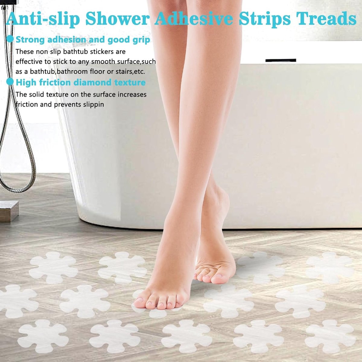 Thijox - 24 stuks Antislip Badstickers voor Badkamer en Keuken - Duidelijke Veiligheidsstrips met Zelfklevende Applicaties - Voorkom Uitglijden met Ha
