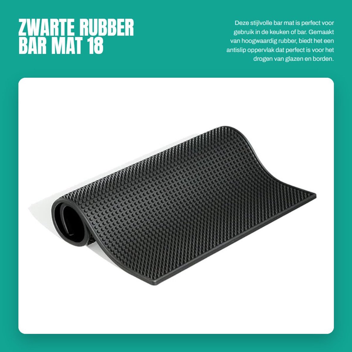 Dailygoods- Bar Mat Antislip - Spill Mat - Dikke Rubber - Keuken Droogmat - Afvoermat voor Bar - Hittebestendig - 18"x12 - Afdruipmat