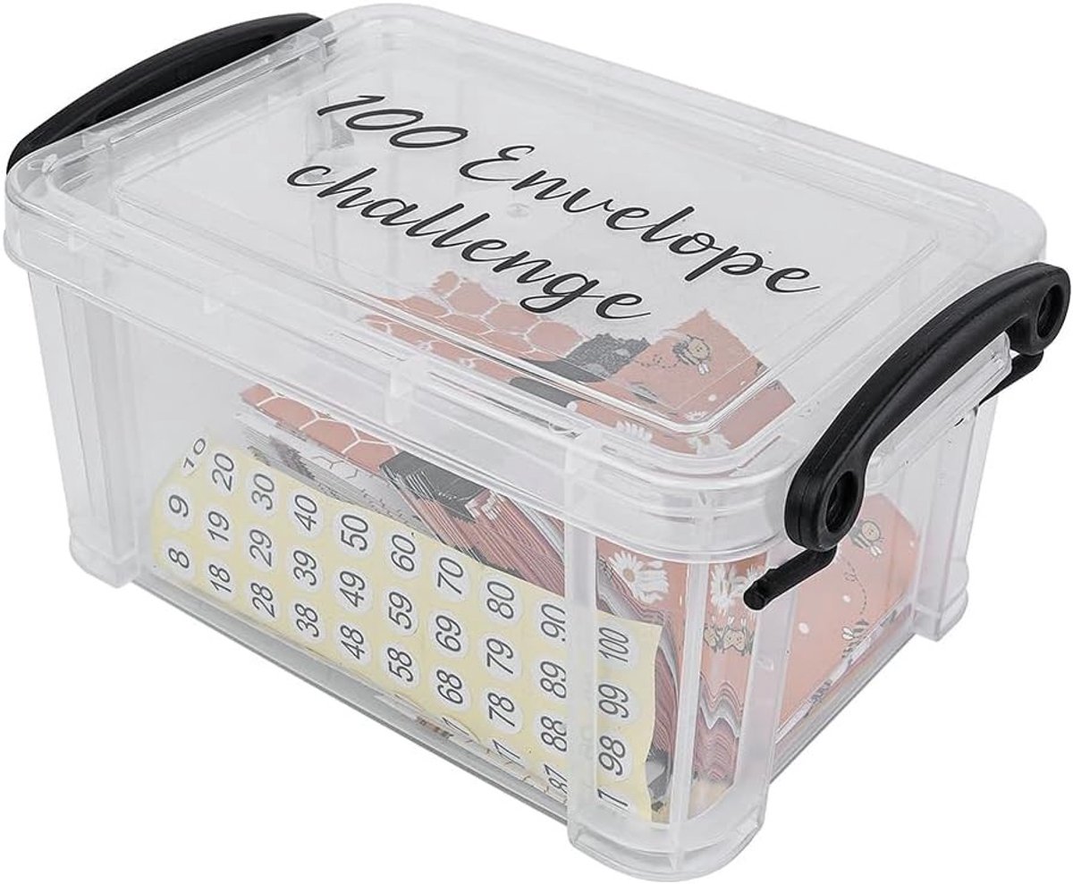 Uitdaging met 100 Enveloppen – Schattige Spaarbox met Bijenpatroon voor Budgettering en Geldbesparing, Perfect Cadeau voor Vrienden en Familie