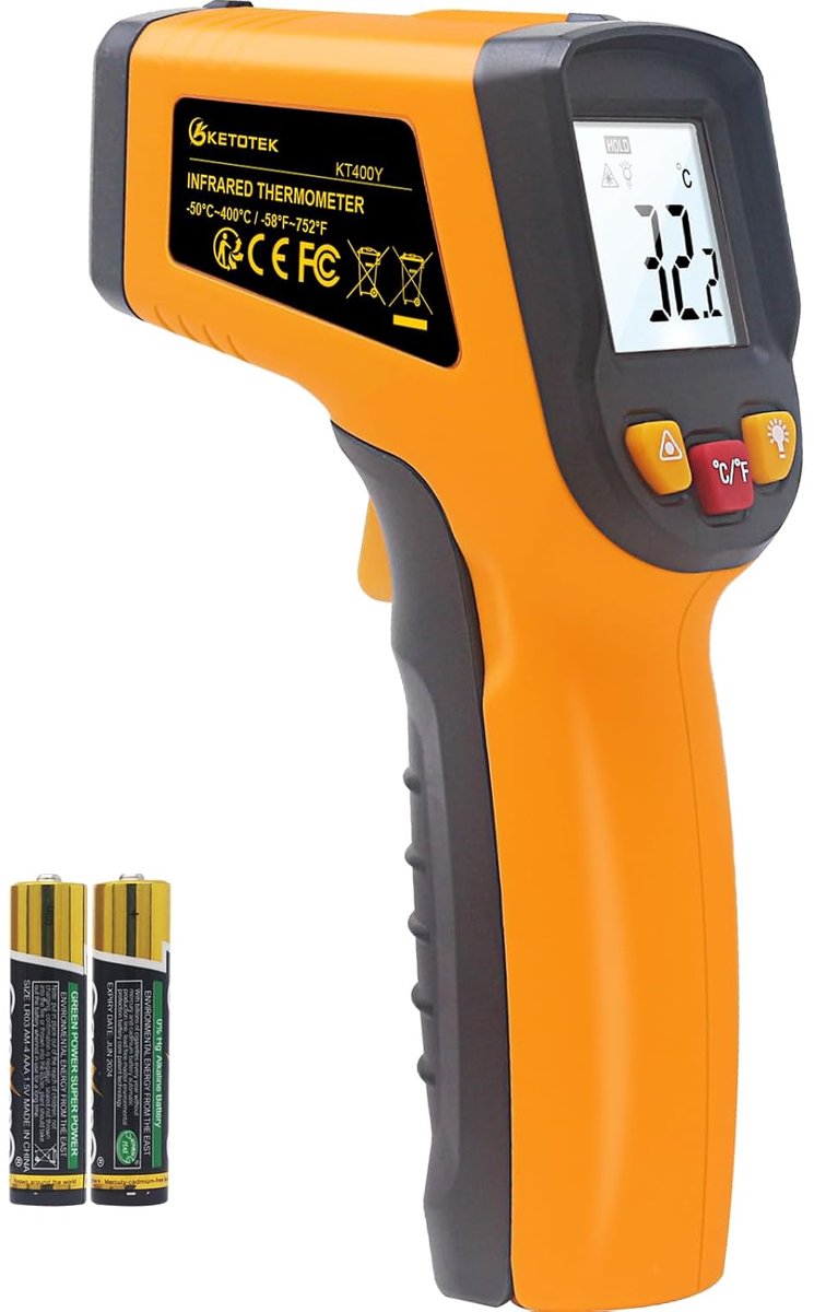 SnelShoppen - Infrarood Thermometer Digitale Laser Temperatuurmeter Gun IR Pyrometer -50℃~400℃ Contactloze Keuken Barbecue Temperatuurmeter