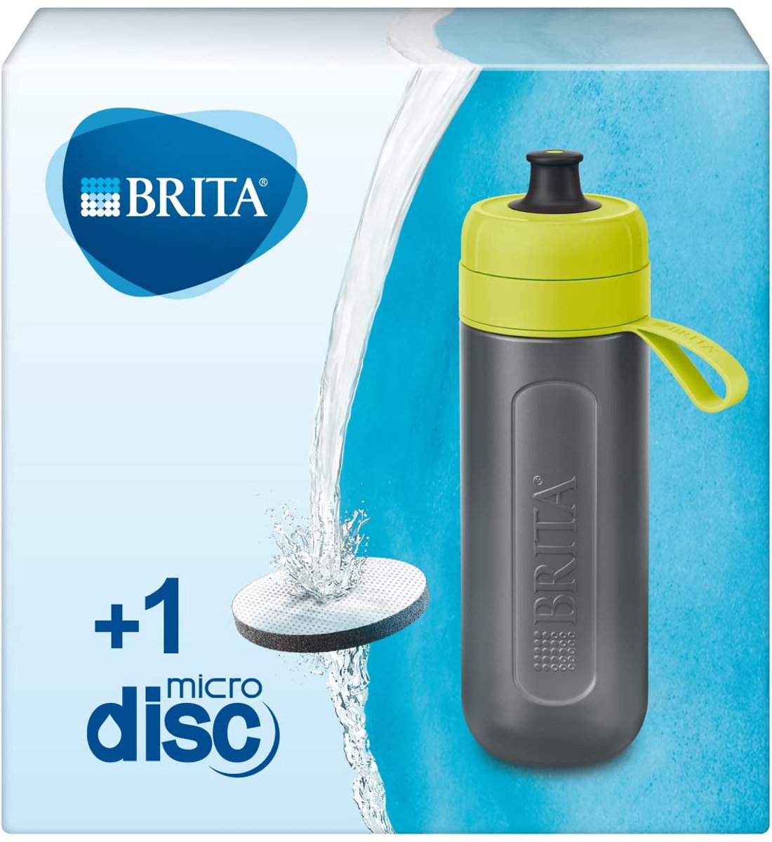 SnelShoppen - Waterfilterfles 0,6L Groen - BRITA Fill&Go ACTIVE - Inclusief MicroDisc Filter - Perfect voor Sport, Camping, Thuisgebruik - Duurzaam en