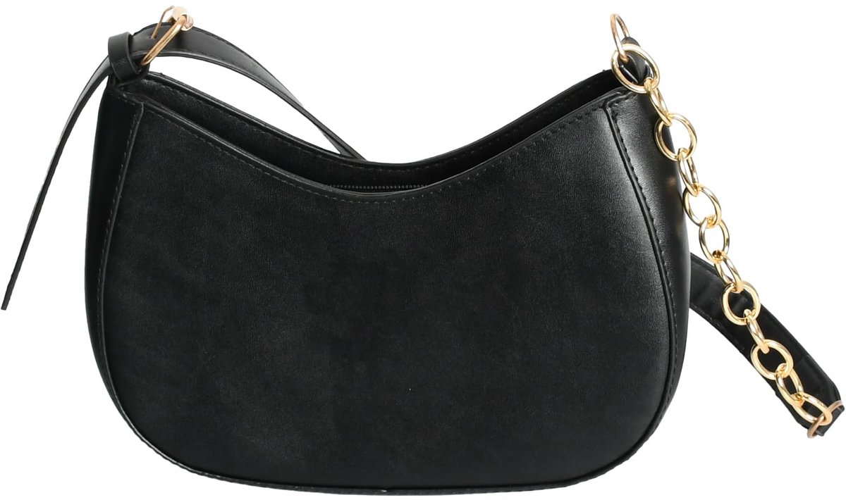 Dailygoods - Retro schoudertas voor dames, schoudertas van kunstleer, geschikt voor winkelen, werk en school, 22 cm breedte bovenkant, 23,5 cm, zwart