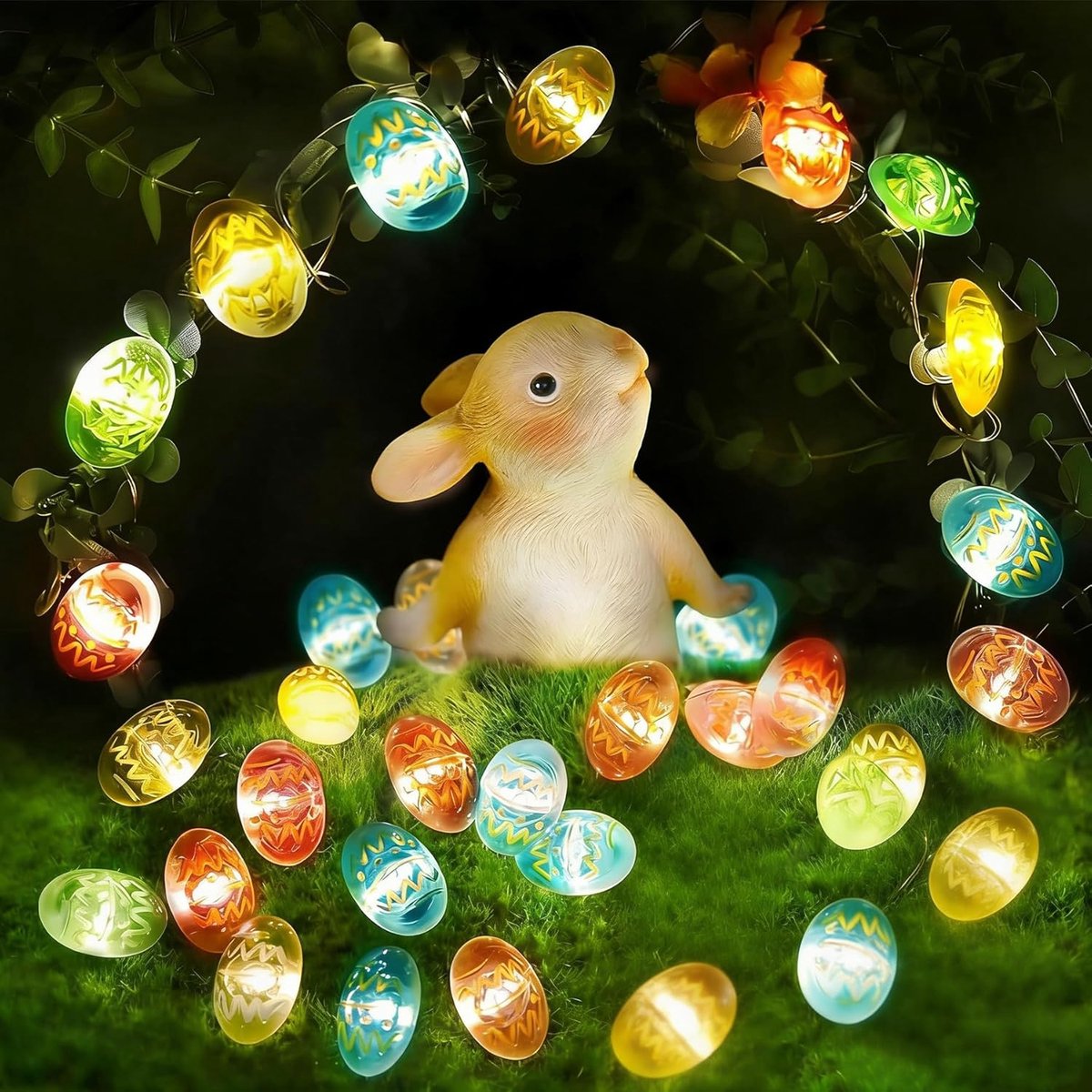 Thijox - Lichtsnoer voor Pasen, 2 m, 20 LED Paaseieren Lichtketting, Decoratie voor Feest, Binnen en Buiten, Cadeau voor Verjaardag, Tuin en Feestdage