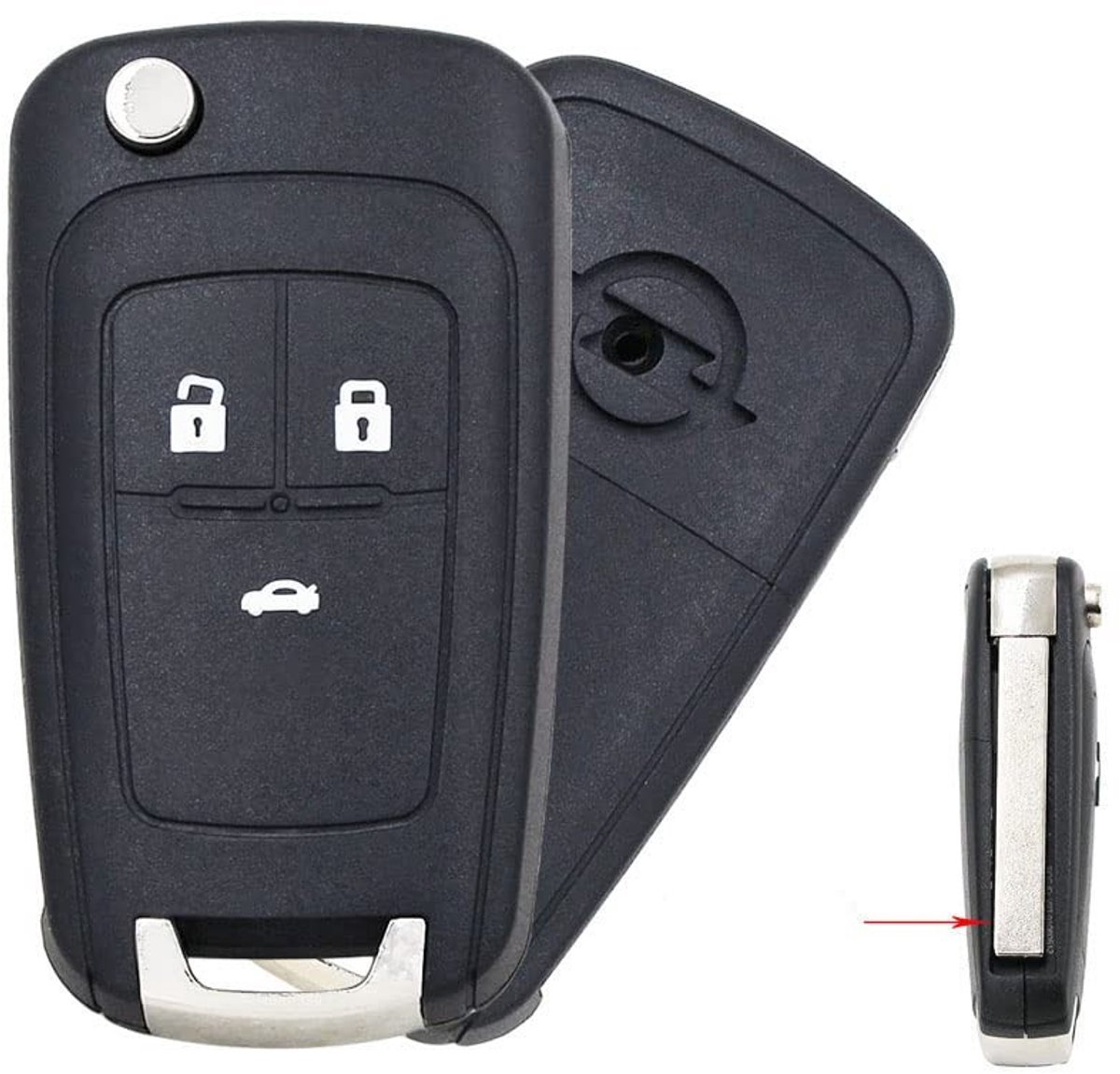 Dailygoods- Autosleutel Shell - Afstandsbediening met 3 knoppen - Vouwsleutel - Geschikt voor Opel - Hoogwaardige Behuizing - Vervangende Behuizing - Sleutelhuls