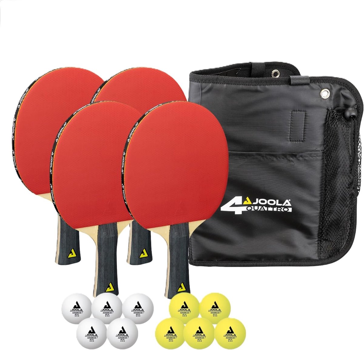 Thijox - Tafeltennisset met 4 Batjes, Meerkleurige Pingpongballen en Draagtas voor Feest, Tuin en Kinderen - Ideaal voor Spelletjes en Competitie