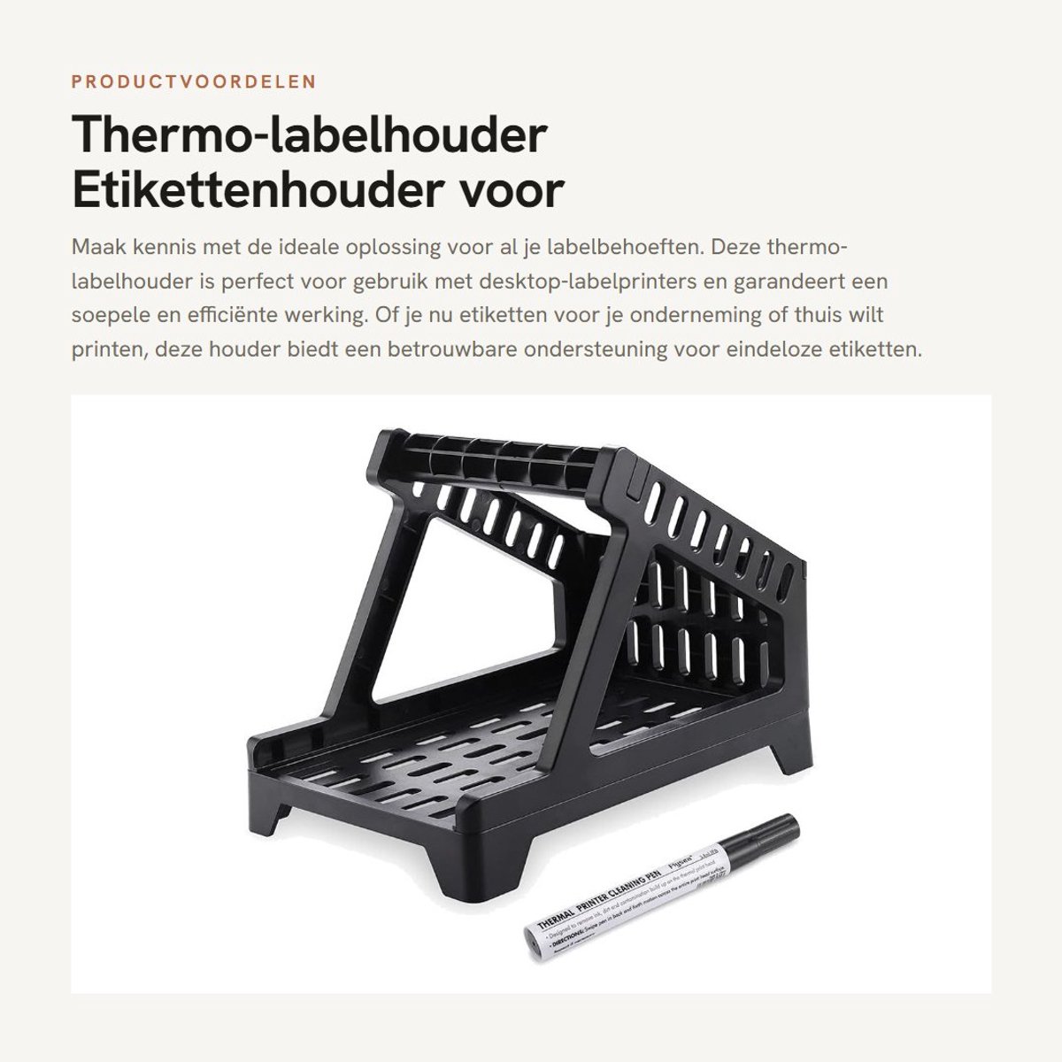Dailygoods- Labelhouder Zelfklevend - Etikethouder - Accessoires voor Desktop-Labelprinters - Eenvoudig te Installeren - Compatibel met Thermische Printers - Inclusief Reinigingsstift - Etikettenhouder