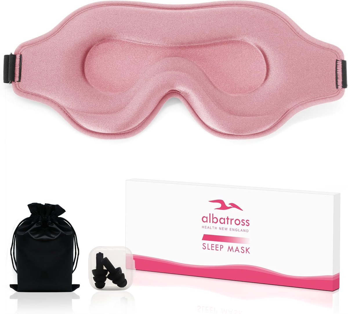 Thijox - Slaapmasker voor Dames en Heren, 3D Oogmasker met Verstelbare Riem, Blokkeer Licht, Ademend en Zacht voor Slaap, Yoga en Reizen - Roze