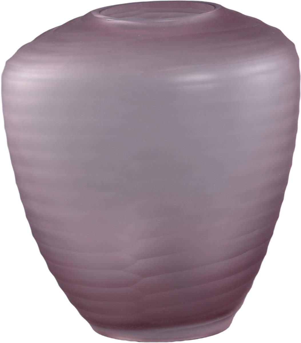 PTMD Zalia Pink Oval Glass Handcut Striped Vase Low