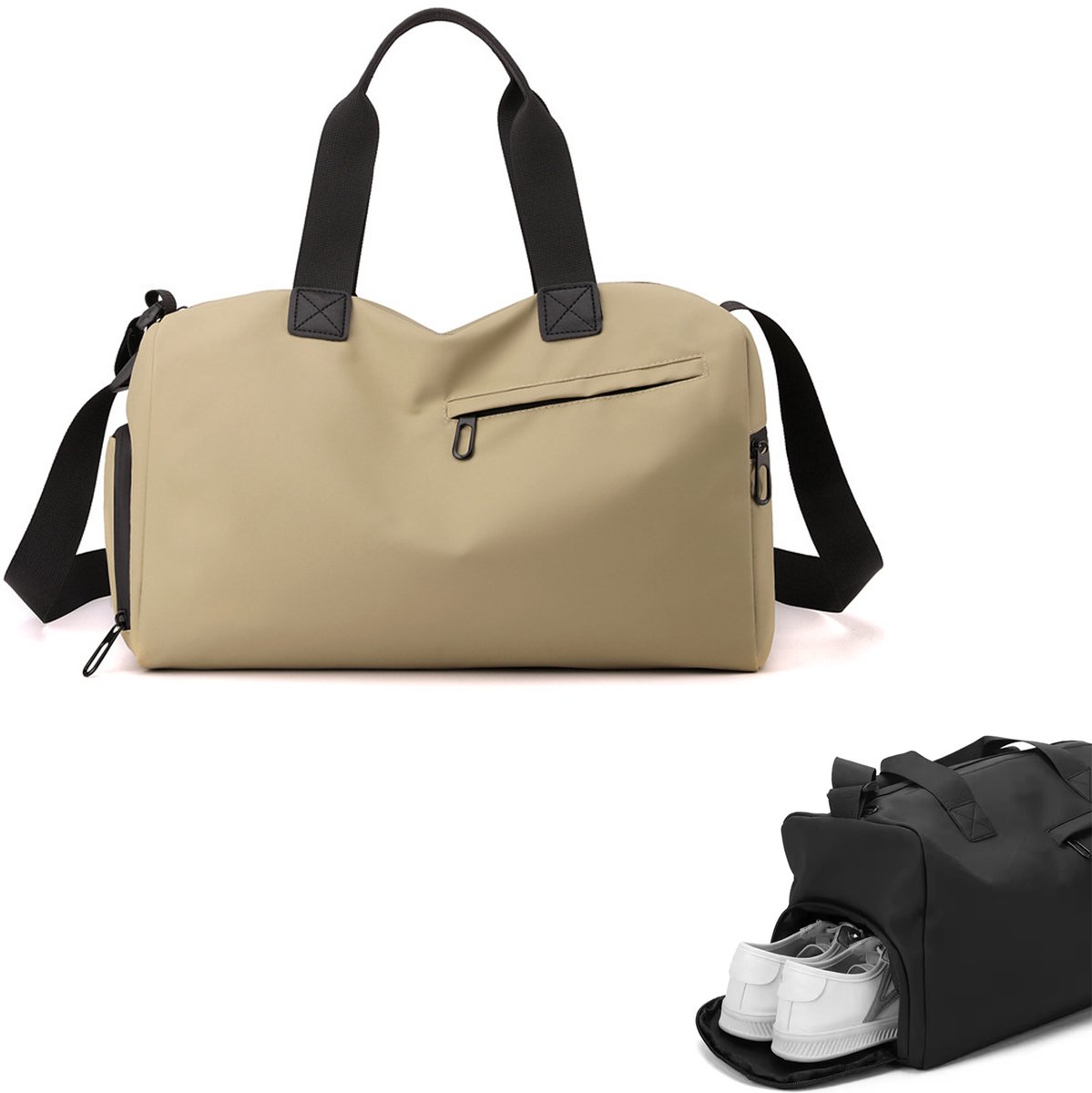 KZQ Multifunctionele sporttas met schouderriem - Lichtgewicht duffel voor fitness reizen en dagelijks gebruik - Kaki